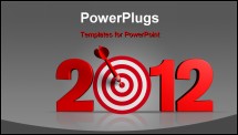 PowerPoint Template - Next New Year 2012 whit a red and target and dart - 3d render business concept