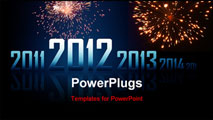PowerPoint Template - Row of years with reflections on black background (theme of 2012 year)