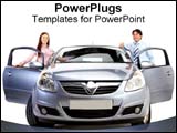 PowerPoint Template - Couple stand with their new car.