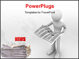 PowerPoint Template - Man with newspaper in hands holds and reading it