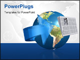 PowerPoint Template - Illustration of a newspaper flying around the earth illustrating news from around the world