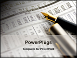 PowerPoint Template - A fountain pen lying on a financial newspaper open on the retail share prices