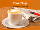 PowerPoint Template - newspaper coffee and pan on wood table