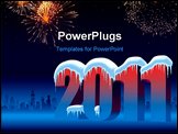 PowerPoint Template - New Year 2011 at winter night with city in the background
