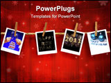 PowerPoint Template - Fireworks and stars at happy new year 2011