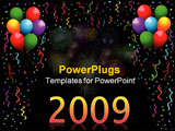 PowerPoint Template - Background of balloons falling confetti and streamers