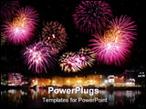 PowerPoint Template - Fireworks night over city with calm water reflection