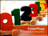 PowerPoint Template - isolated educational wooden toy cars with numbers from nil to nine