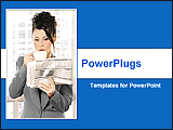 PowerPoint Template - a corporate lady reading newspaper
