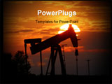 PowerPoint Template - An oil pump jack is silhouetted by setting sun.