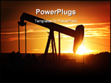 PowerPoint Template - oil pump silhouette against a bright orange sky