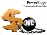 PowerPoint Template - Money symbol chained to an oil weight.
