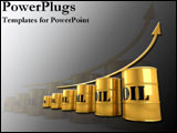 PowerPoint Template - Oil barrels line up and the chart points upward.