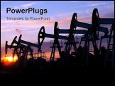 PowerPoint Template - oil pumps on the sunset sky background