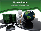 PowerPoint Template - 3D render of a man cleaning up oil spill