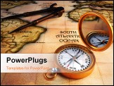 PowerPoint Template - Old drawing compass orientation compass and an old map. 3d render. The map is my own model.