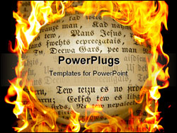 PowerPoint Template - page from old book with text in flame