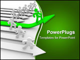 PowerPoint Template - One green runner pulls ahead of the pack rising on a green arrow