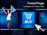 PowerPoint Template - Shopping cart buy key on a black keyboard. E-commerce concept illustration.