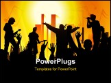 PowerPoint Template - music concert on urban background black brown and yellow colors