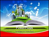 PowerPoint Template - Open book with green nature world coming out of its pages