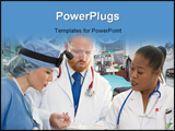 PowerPoint Template - doctors, specialists and surgeon in discussion. focus on man