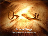 PowerPoint Template - A key lying half buried in the sand