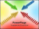 PowerPoint Template - Meeting of four coloured characters arrow formations