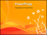 PowerPoint Template - Floral design on a orange wave background