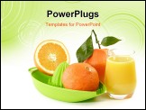 PowerPoint Template - Orange Juice with fruits and a green juicer. Shot in Studio