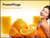 PowerPoint Template - Oranges and two glasses of juice against white background