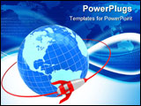 PowerPoint Template - abstract 3d illustration of cartoon rocket on orbit around earth globe
