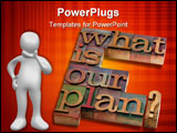 PowerPoint Template - lanning concept - what is our plan question in vintage wooden letterpress printing blocks stained b