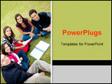 PowerPoint Template - group of students studying outdoors in a college park