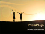 PowerPoint Template - two boys silhouetted against the sky, overjoyed