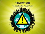 PowerPoint Template - Abstract planet with building silhouettes around and danger sign inside - vector file