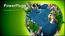 PowerPoint Template - A symbolic overpopulated Earth surrounded by a green halo