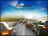 PowerPoint Template - two powerful cars in blurry motion closeup
