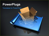 PowerPoint Template - d illustration of a large cardboard box showing a partial wireframe sitting on top of a set of unro