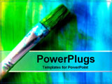 PowerPoint Template - art brush painting blue and green