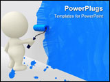 PowerPoint Template - 3D guy painting the wall with a brush - isolated over white