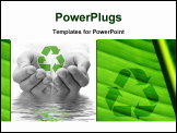 PowerPoint Template - Beautiful palm tree leaf background and recycle logo