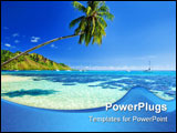 PowerPoint Template - Palm tree hanging over stunning lagoon with blue sky