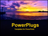 PowerPoint Template - sunset on ocean with lighthouse