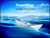 PowerPoint Template - Origami paper boat floating in a sea. Digital illustration