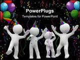 PowerPoint Template - 3d kids jump and laugh in a party