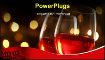 PowerPoint Template - Wineglass with red illuminated defocused christmas light background