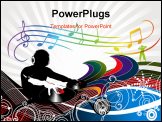 PowerPoint Template - Abstract vector illustration of an dj man playing tunes with music wave background.