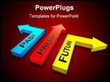 PowerPoint Template - three arrows showing ways to past, present and future