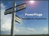 PowerPoint Template - three-way sign pointing to yesterday, today and tomorrow